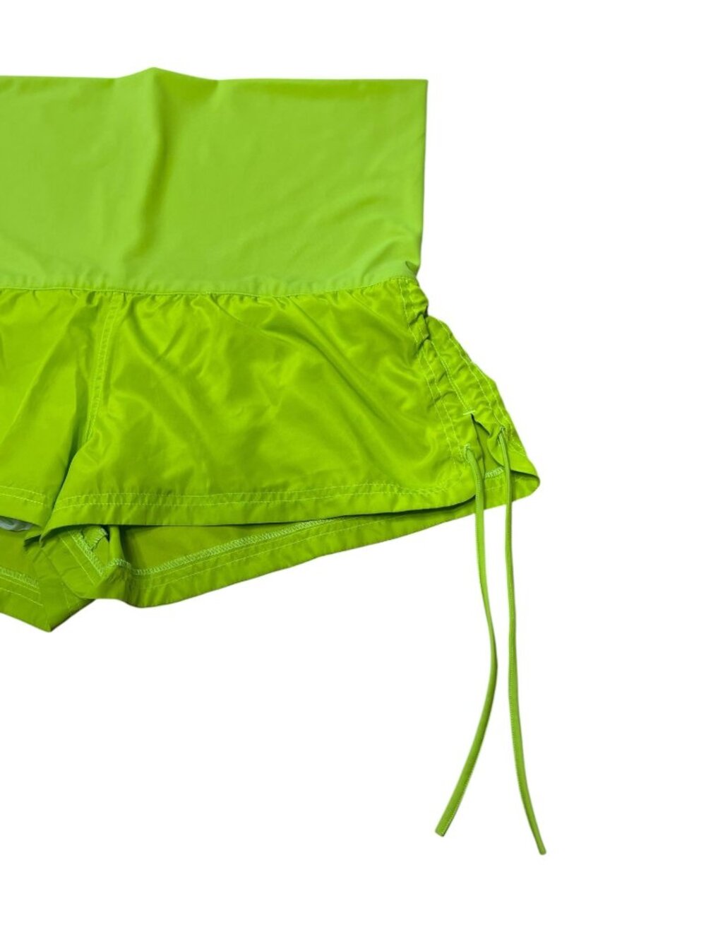 Women High-Waisted Neon Green Actiwear Short With Adjustable Side Ties Sz L - Picture 4 of 9